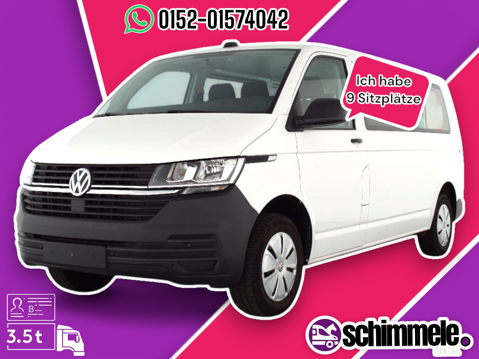Auto- und Transportervermietung schimmele.mobility GmbH | VW Caravelle 6.1 9-Sitzer-Mehrsitzer-Bus-Transporter